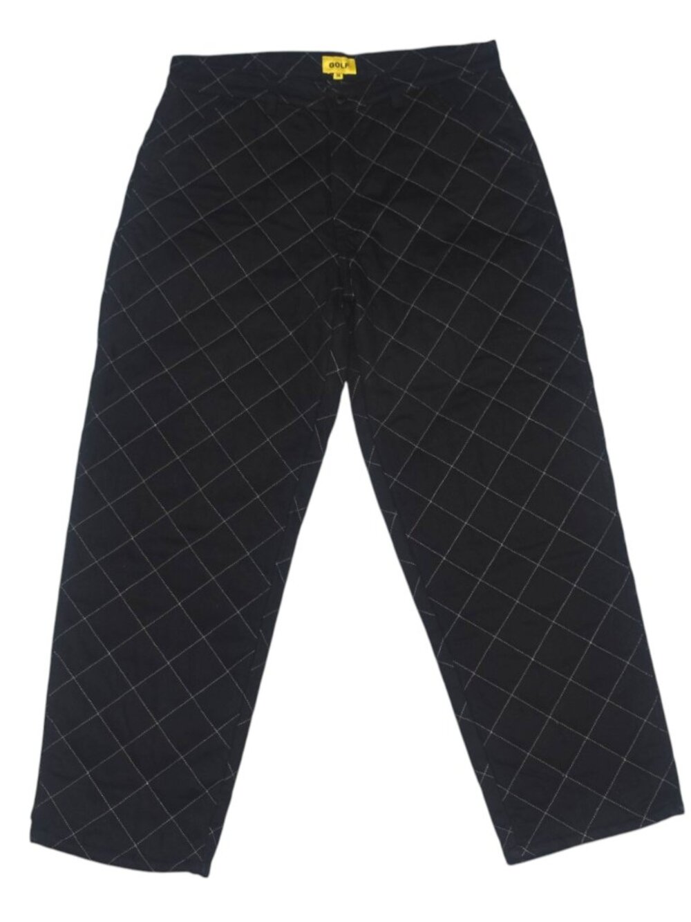 Golf Wang Quilted Pants Black Diamond Contrast Stitch Embroidered Logo 34 -36